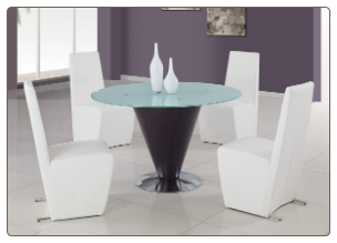 105 Dining Set - White - withDining Table - Frosted Glass - Global Furniture