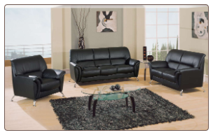 9103 Living Room Set -Vinyl  Black - Global Furniture