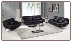 A176 Living Room Set - Ultra Bonded leather Black - Global Furniture