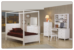 Kelly Youth Canopy Bed Bedroom Set in White Finish by Coaster - 400230