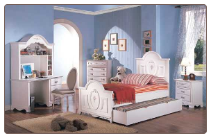 Sophie Panel Bed Bedroom Furniture Set in White Finish by Coaster - 400101