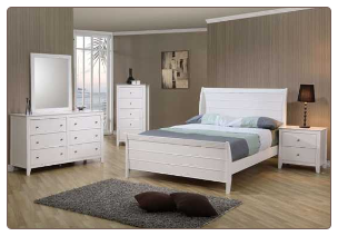 Kelly Youth Sleigh Bedroom Furniture Set in White Finish by Coaster - 400231
