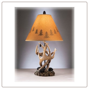 Famous Brand Lamps | Derek Set of 2 of Rustic Antlers & Pine Cone Table Lamps L316984 (Set of 2)by Signature Design by Ashley