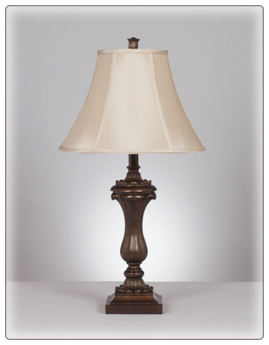 Famous Brand Lamps | Set of 2 Mable Table Lamps Antique Gold L369934 by Signature Design by Ashley