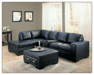 Coaster 502211L Sebastian Black Bonded Leather Sectional Sofa Set