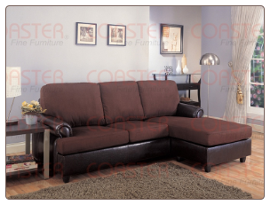 Rupard Brown Microfiber/Vinyl Sofa Chaise Reversible Sectional  Set by Coaster - 500605
