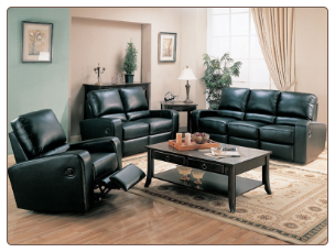 Kingslee Black  Reclining Living Room Set - 600421 - Coaster Furniture