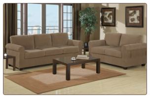 Corduroy Tan Contemporary Style Sofa and Loveseat Set F7141