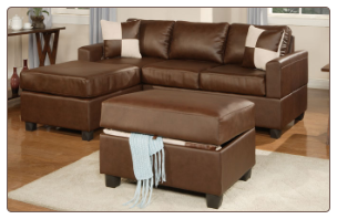 Bobkona Leather Sectional Set by Poundex Furniture
