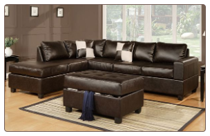 Poundex 7351Leather Match/Espresso Brown Leather Sectional