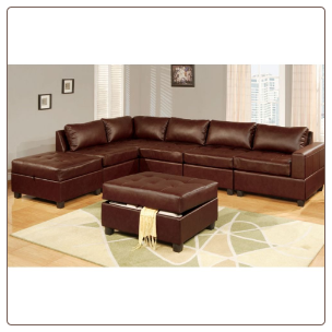 6PC Brown bonded leather modular sectional
