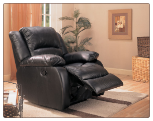 Coaster 600248 Rocker Recliner in Black Bycast Leather