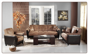 Aspen Mocha Microfiber and Bonded Leather Base 2 Pcs Living Room Set (Sofa and Loveseat ) - Sunset Furniture - Istikbal