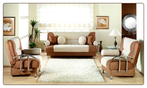 Best Sofa Rainbow Beige-Brown With Metal Arms Sunset Furniture Istikbal