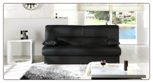 Regata Sofa Bed in Escudo Black PU - Sunset Furniture-Istikbal