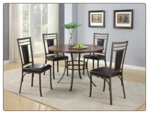 5 Piece Dinette with Vinyl Cushioned Seating
