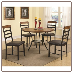 5 Piece Dining Set with Round Pedestal Table and Ladderback Chairs