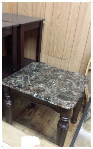 FLOOR SAMPLE END TABLE WITH MARBLE TOP