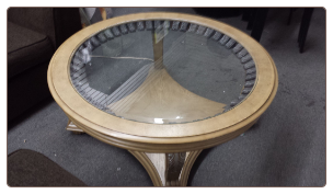FLOOR SAMPLE ROUND TABLE WITH GLASS