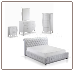Chesterfield White 5 PC Bedroom Set  by J&M Furniture USA