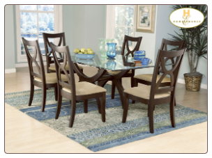 Star Hill  Collection - Glass Top Dining Room Set