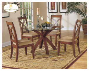 Star Hill  Collection - Round Glass Top Dining Room Set
