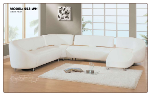 Sectional Leather Sectional 553 in White Color by Global Furnither USA