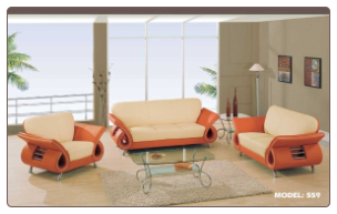 Global  -  Ultra Modern, Dual Colored or Black, Leather Sofa and Loveseat Set by Global USA