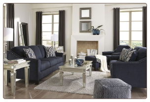 Creeal Heights Living Room Set In Midnight Blue
