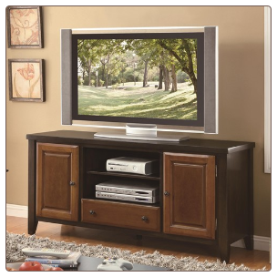 Casual TV Console with Beveled Doors
