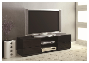 High Gloss Black TV Stand with Glass Shelf by Coaster