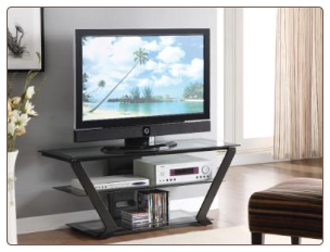 Modern TV Stand with  Glass Top and Metal Base - Coaster