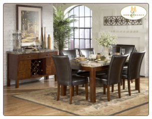 Achillea Collection - Marble Top Dining Room Set