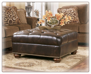Contemporary Styled Storage Ottoman with Thick Block Feet