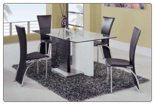 Upscale Contemporary Dining Room Set with Glass Top Table By Global Furnither USA