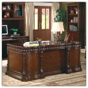 Union Hill Double Pedestal Desk with Leather Insert Top by Coaster