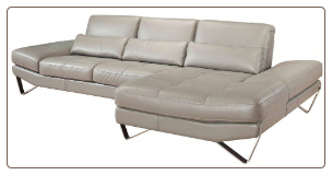 833 Contemporary Top Grain Gray Italian Leather Sectional by Nicoletti