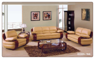 Global  - Plush Padded Arm Tan Leather Covered Living Room Set.