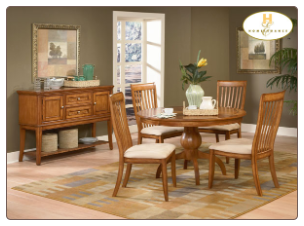 Laurel Heights Collection - Round Dining Room Set (Oak)