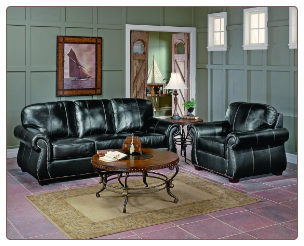 Traditonal Living Room Set in Dark Chocolate Leather, 'Scorpio' Collection by Homelegance.