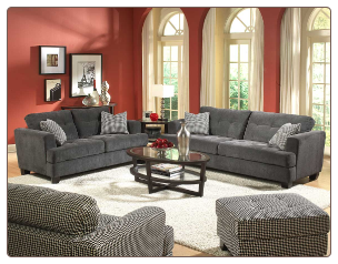 Grey Fabric Living Room Set with Deep Cushion Seats and Back, 'Maya' Collection by Homelegance.