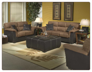 Two-Tone Brown Microfiber with Bi-cast Vinyl Accents Living Room Set, 'Wexford' Collection by Homelegance.