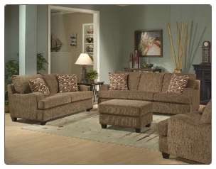 Contemporary Living Room Set with Brown Tone Chenille Upholstery, 'Oasis Bay' Collection by Homelegance.