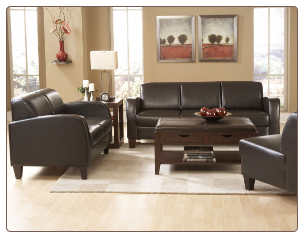 Contemporary Two-Piece Living Room Set in Dark Chocolate Bi-Cast Vinyl, 'Allen' Collection by Homelegance.