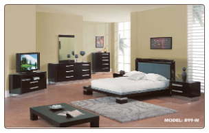 Queen - Verona Modern Wenge /Mahogany  Finished Bedroom Group with Platform Bed Set by Glboal Furnither USA