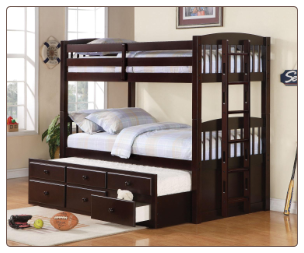 Twin Over Twin Bunk Bed with Trundle Understorage