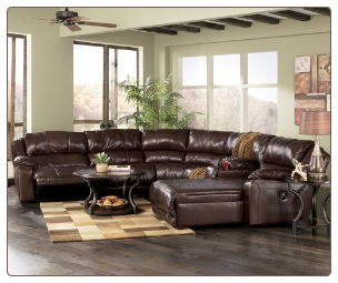 Braxton - Java Leather Living Room Sectional Set Signature Design by Ashley Furniture