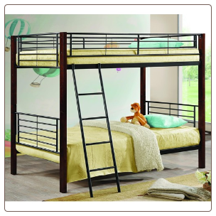 Twin/Twin Bunk Bed with Wood Posts & Metal Frame
