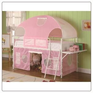 White & Pink Tent Bunk Bed