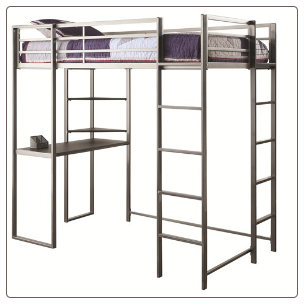 Metal Twin Workstation Loft Bed with Desk and 2 Ladders